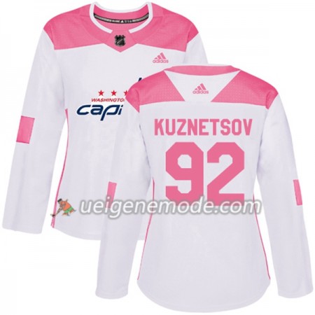 Dame Eishockey Washington Capitals Trikot Evgeny Kuznetsov 92 Adidas 2017-2018 Weiß Pink Fashion Authentic